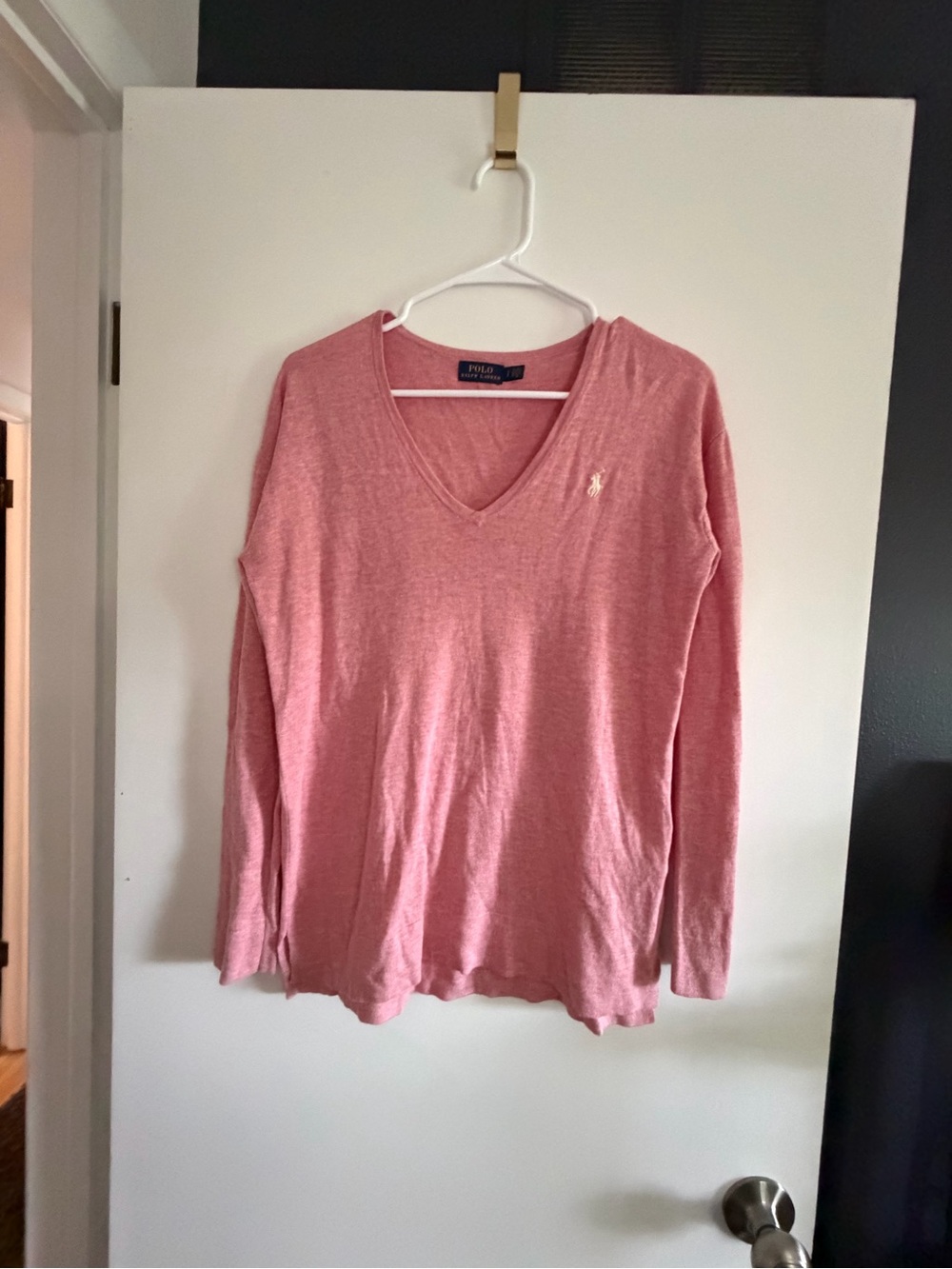 Polo by Ralph Lauren Pink V-Neck Long Sleeve Sweater